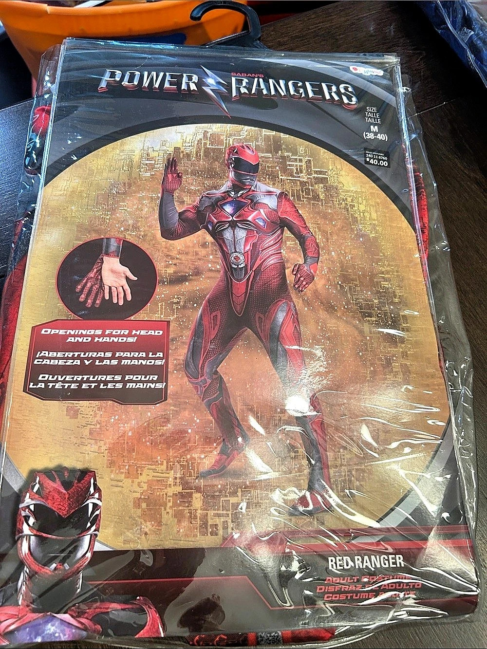 Disguise Power Rangers Movie Red Ranger Adult Costume Red & Black Men Medium NEW